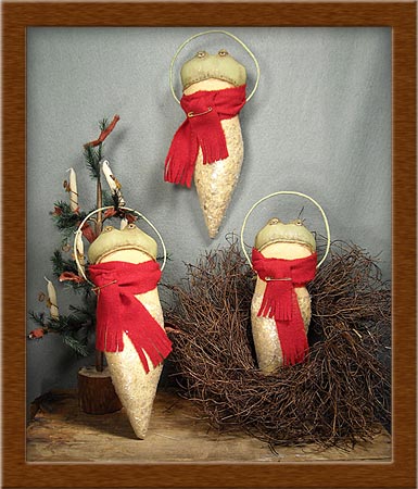 Frogcicles Ornie-frog, icicles, ornament, painted, muslin, Christmas, Frogcicles, 