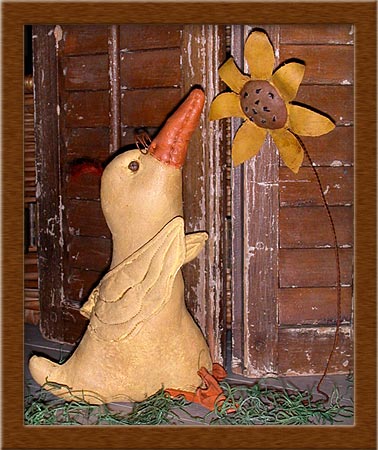 Milton Sniffler-duck, flower, primitive, Milton Sniffler, painted, muslin