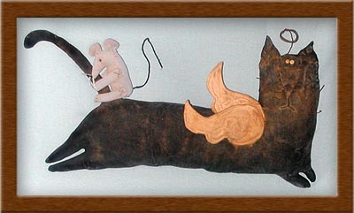 Theo the Cat-cat, mouse, angel, flying, primitive, painted muslin, Theo,