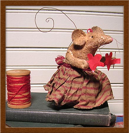 Lucy in Love-mouse, love, primitive, heart, Lucy in Love, Valentine, muslin