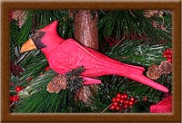 Corbett Cardinal Ornie-cardinal, bird, ornament, Corbett, painted, muslin, primitive