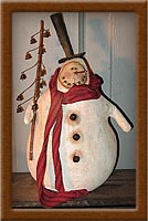 Edgar B. Drifty-snowman, painted muslin, Edgar B. Drifty, primitives distressed, coffee dyed