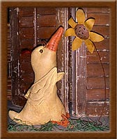 Milton Sniffler-duck, flower, primitive, Milton Sniffler, painted, muslin