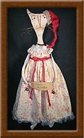 Lily Whyte-cat, kitty, painted, muslin, Christmas, Lily Whyte, primitive, 